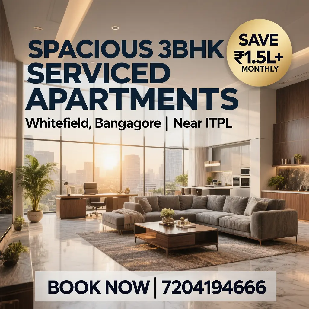 Spacious 3BHK Apartments in Whitefield Near ITPL Long-Stay Discounts Available